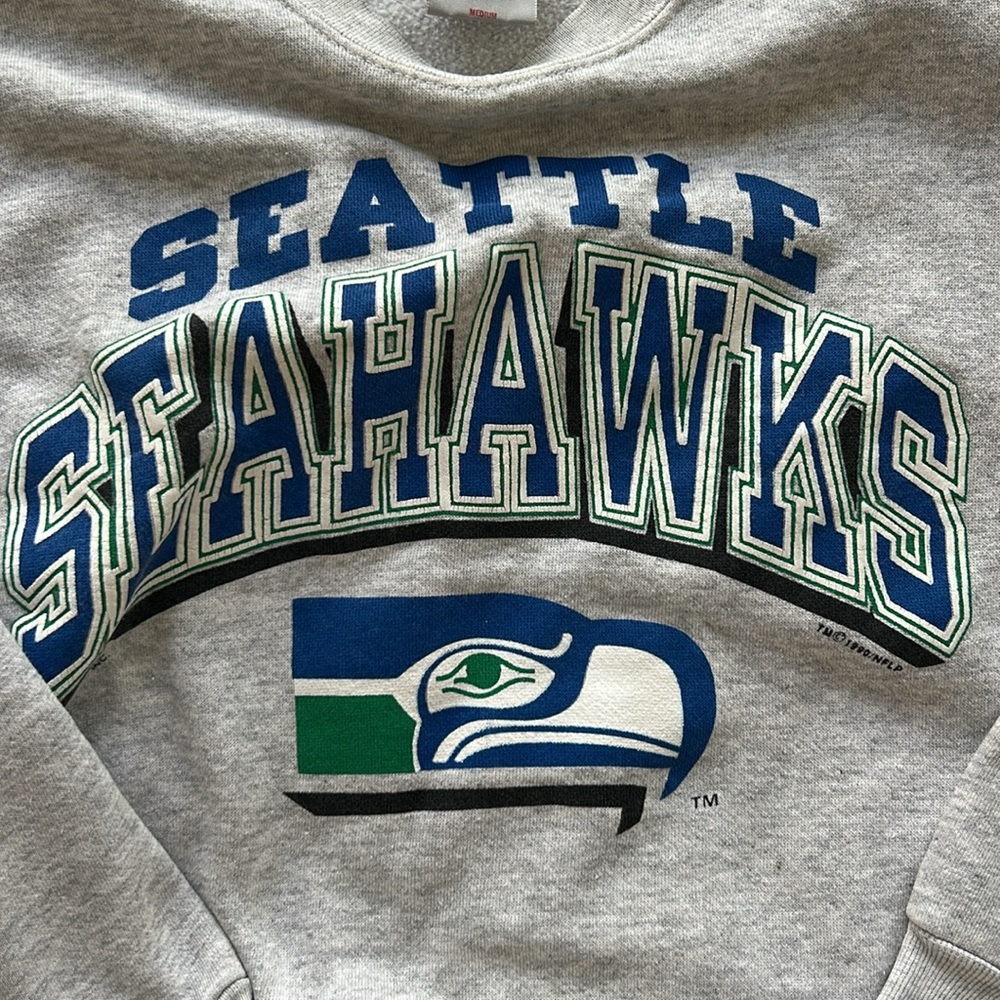 Vintage Seattle Seahawks Gray Sweatshirt - Picture 3 of 7